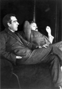 Albert Einstein and Niels Bohr in Leiden, December 1925 (Photo taken by Paul Ehrenfest)
