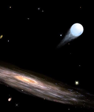An artist conception of a hypervelocity star. Credit: Ruth Bazinet, CfA.